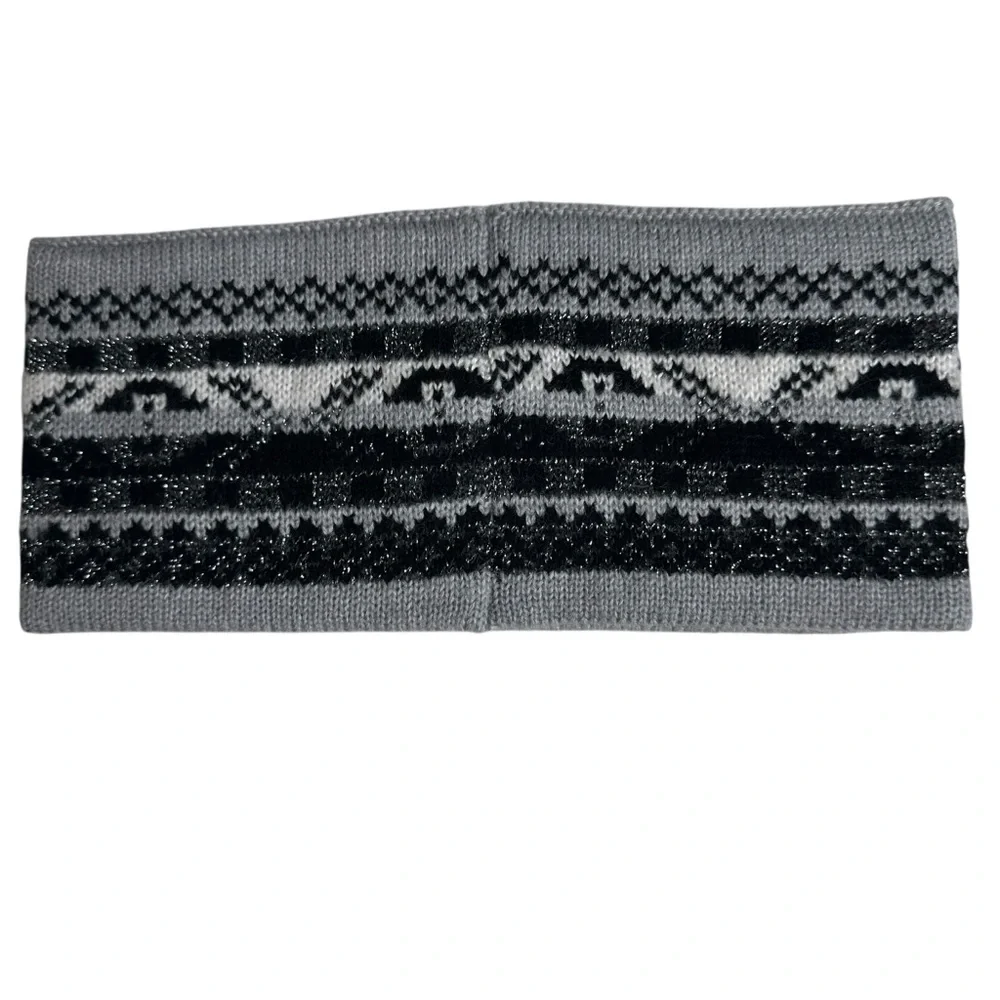 Michael Kors Metallic Fair Isle Knit Headband Head Warmer Jacquard Logo New!
